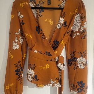 Forever 21 Floral Wrap Blouse